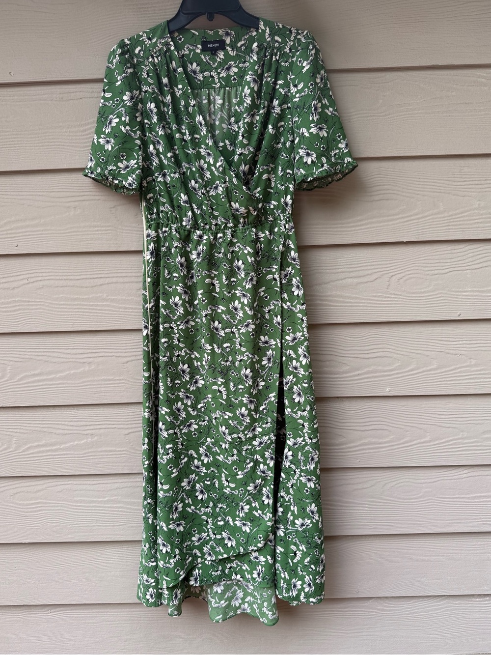 ME+EM Green Floral Wrap-Style Midi Dress